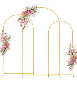 Wedding Arch Backdrop Stand 7.2FT,6.6FT,6FT Gold Metal Arch Stand