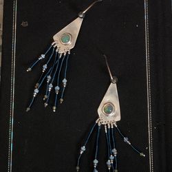 Opal and silver earrings