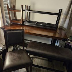 Dining Room Table/2 Benches And 2 Chairs Seats 6