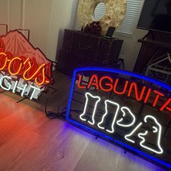 Coors Light Mountain Neon Bar Sign & 🔥 Lagunitas Ipa Brewing Beer LED Bar Opti Sign Light Not Neon
