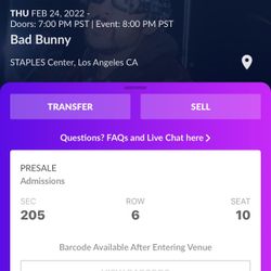 BAD BUNNY TICKET