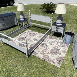 French Provincial style bedroom set with full size bed frame includes everything you see in the picture