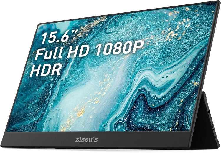 Zissu's 15.6" Portable Monitor, Laptop Dual USB C Monitor, Ultra-Slim