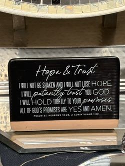 Hope and Trust Inspiration Decor on stand