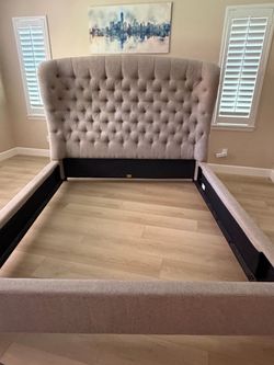 Upholstered Bed Frame with Tufted Headboard