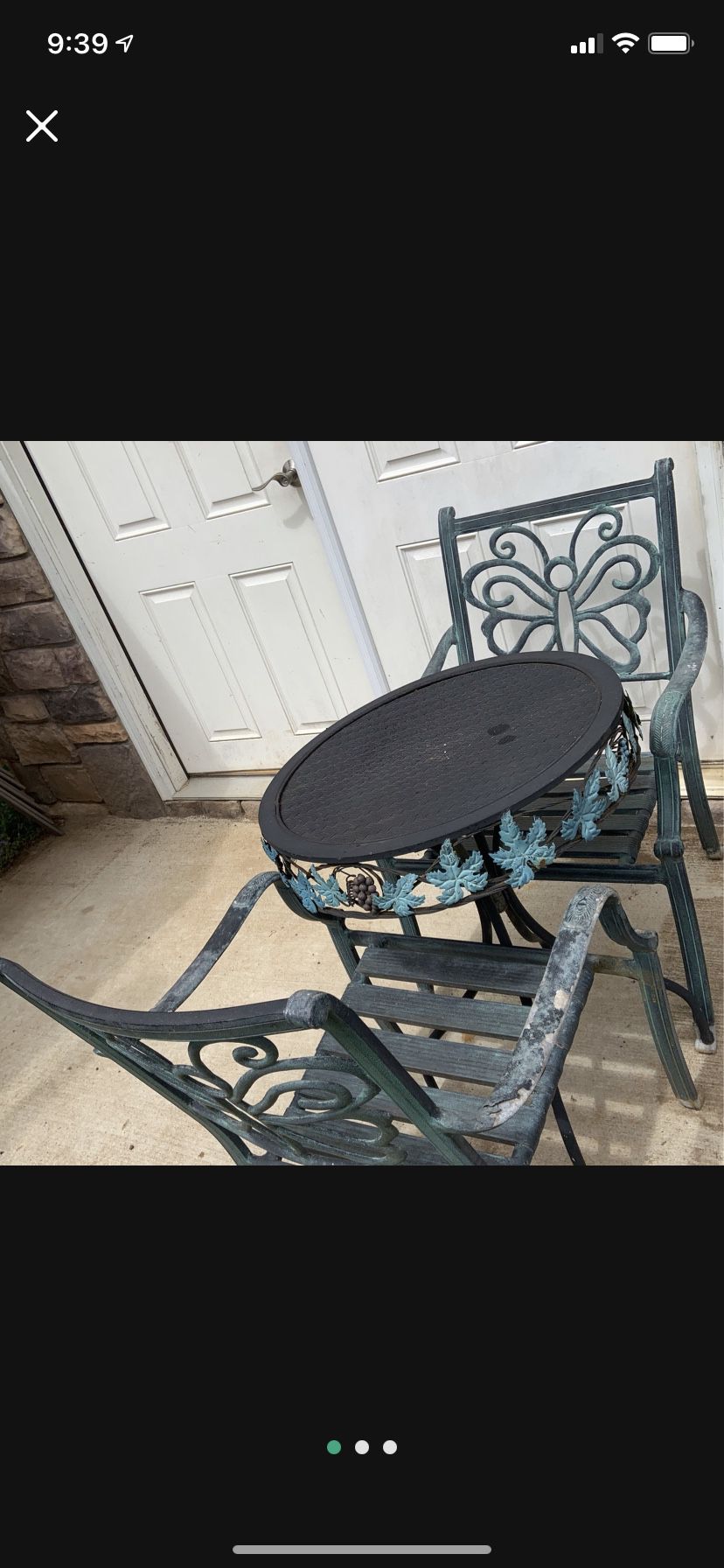 3 Pc Outdoor Table And Chairs Patio Furniture 