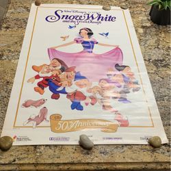 Snow White and the Seven Dwarfs Disney rolled one sheet poster 27x41 anniversary