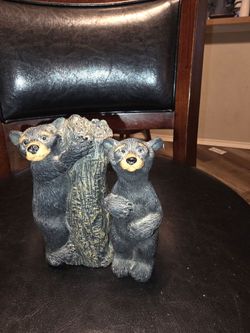 Black Bear Cubs Resin Figurine
