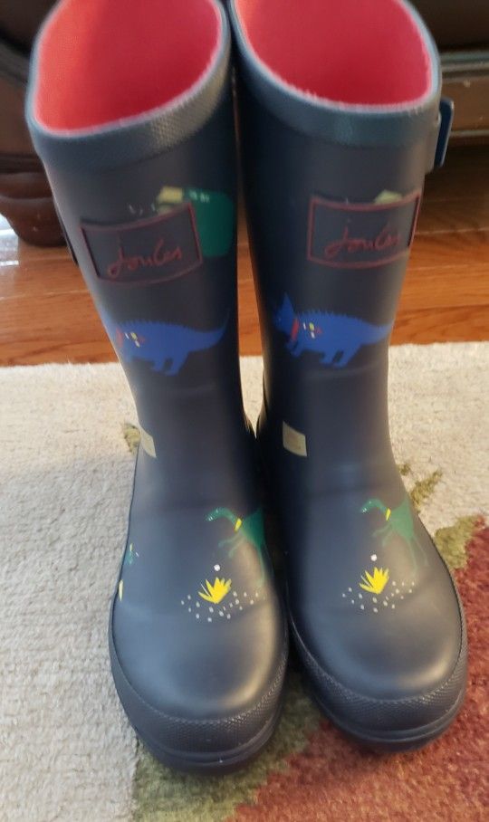 Boys Girls Kids JOULES dinosaur Rain Boots Size 2, 3