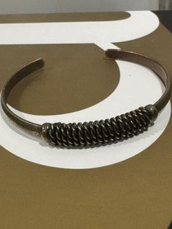 American Eagle Adjustable bronze cuff w/ chain wrapped detail