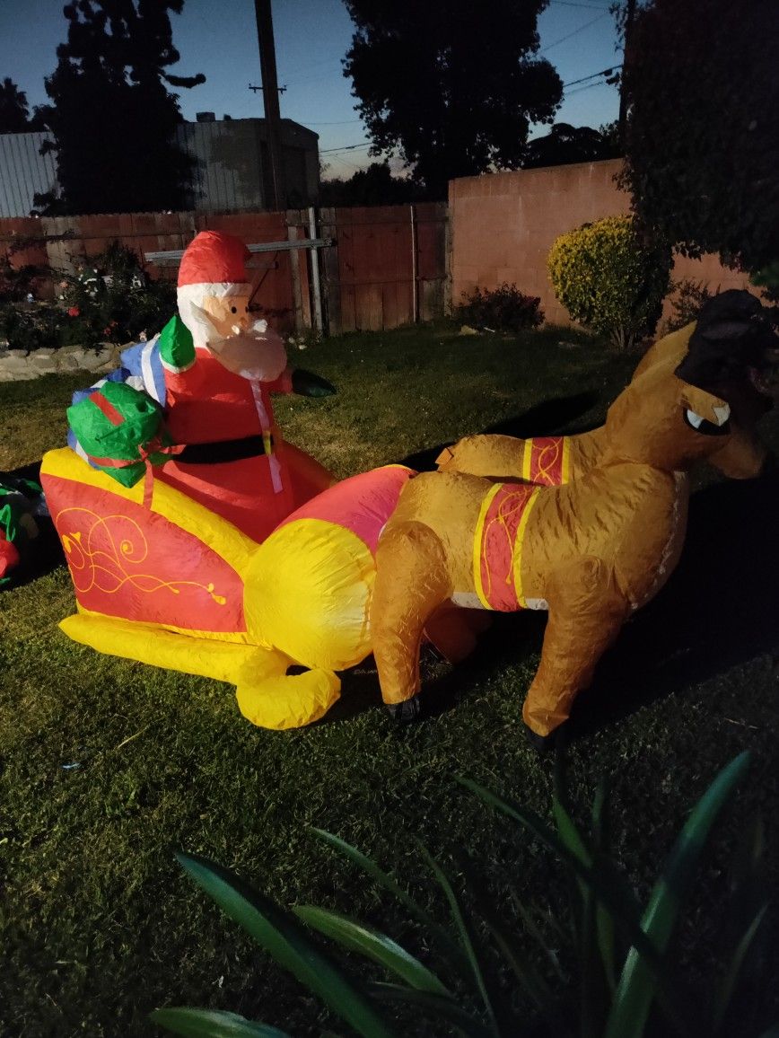Santa And Raindeer Inflatable