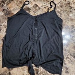 Black Button Tank Top Sz Xl