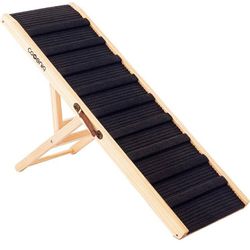 Dog Ramp for Bed Adjustable Dog Ramps for High Beds?Folding Portable Pet Ramp for Couch with Non-Slip Carpet Surface, Natural Wooden, Height f