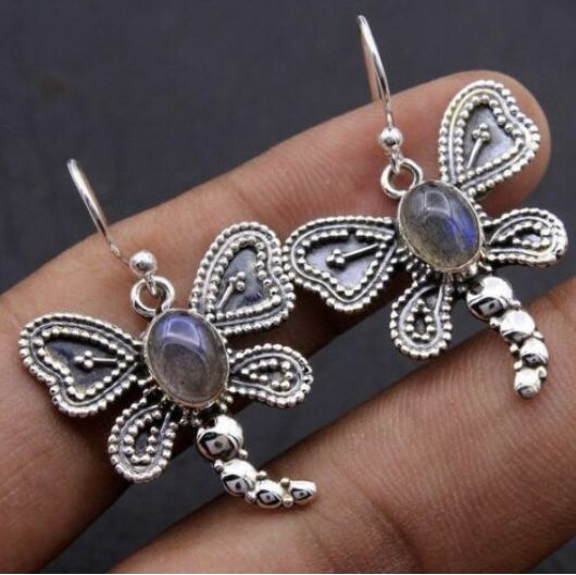 Dragonfly moonstone earrings