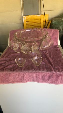 Vintage 70s Punch Set by Anchor Glass (24pc)