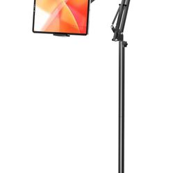 (1111-97) Tablet Floor Stand with 4.5LB Heavy Metal Base,Overhead Bed Phone Stand Angle Height Adjustable Holder, Universal Phone Mount for iPad iPhon
