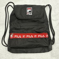 FILA Black Drawstring Backpack Used