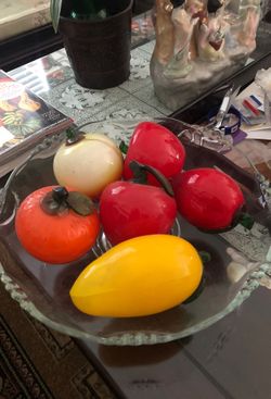 Assorted glass fruits and vegetables