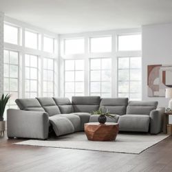Finson 5-piece Power Reclining Fabric Sectional with 3 Power Headrests