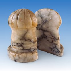 Pair of Mid-Century Italian Alabaster Column Bookends Grand Tour