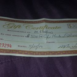 Tattoo Gift Certificate