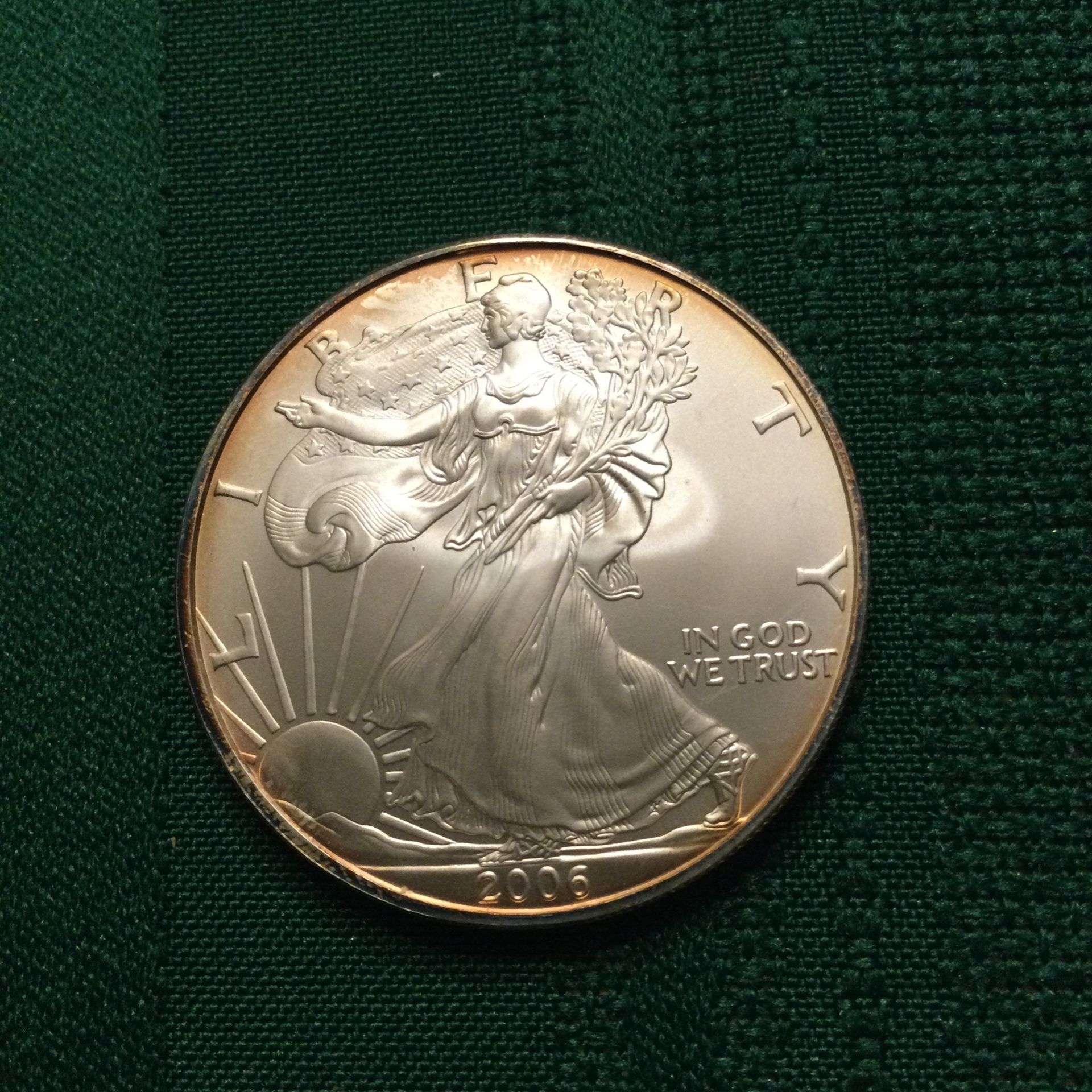 2006 TONED AMERICAN EAGLE SILVER DOLLAR.