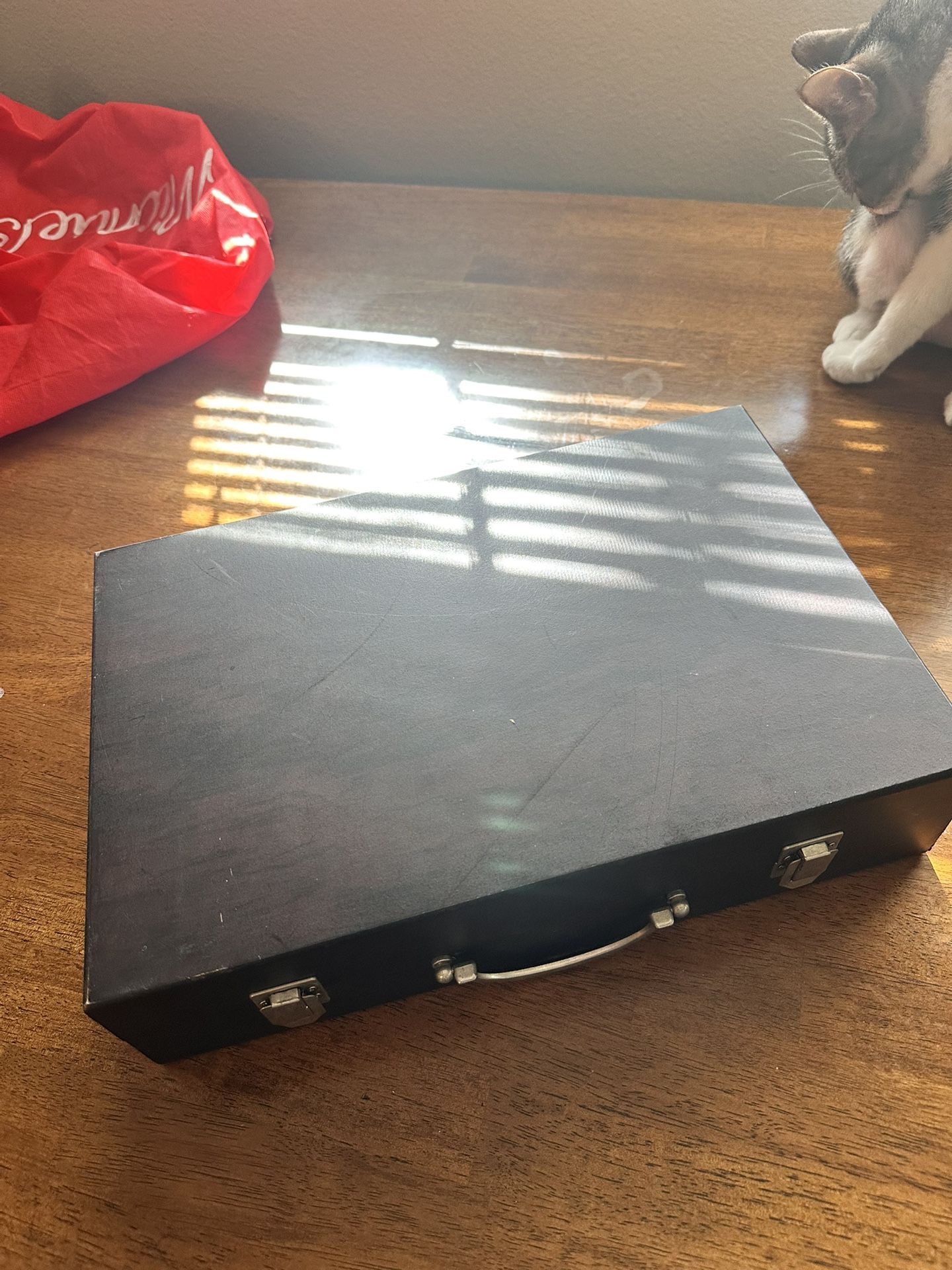 Dark Wooden Art Supply Suitcase