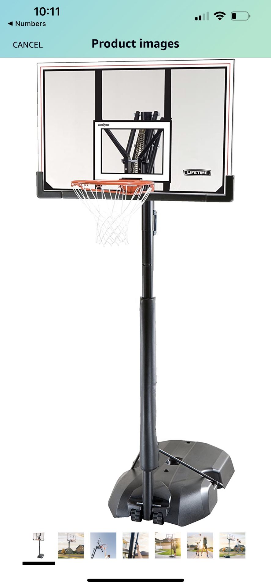 Lifetime 51544 Front Court Portable Basketball System, 50 Inch Shatterproof Backboard