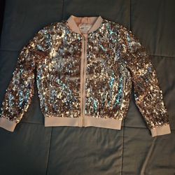 Girls Sequined Bomber Jacket
