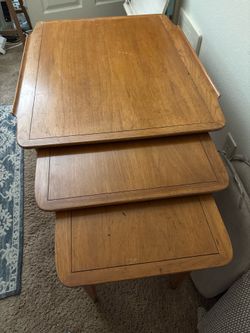 Three fruitwood stacking tables