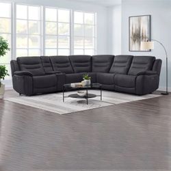 New Kelsee Fabric Power Reclining Sectional with Power Headrests