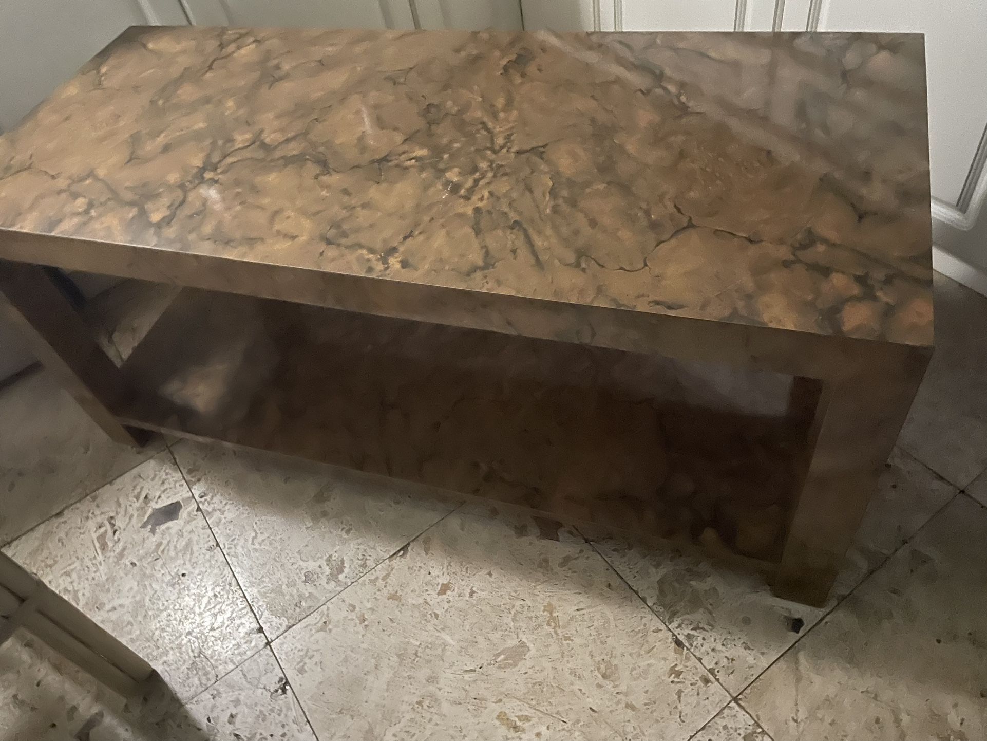 Vintage Mid Century Two Tiered Modern Burl Coffee Table