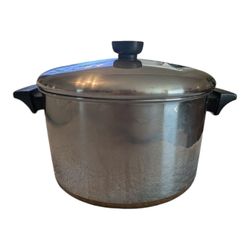 70s Revere Ware 1801 Stainless Steel Copper Clad 6Qrt #78 2 Handled Stock Pot