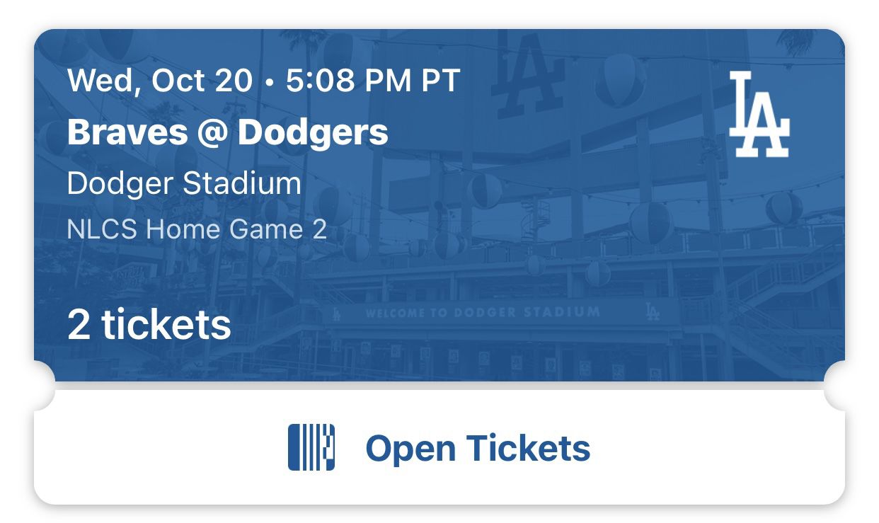 Dodgers NLCS Game 4. Two Tickets