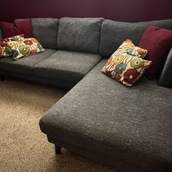 Solid Wood L Shaped Chaise Lounge Couch