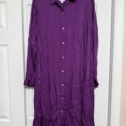 Brand New J. Jill Purple Button Down Shirt Dress - Size 2X