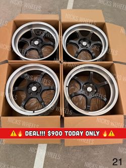 Set Of 19” Inch Wheels Rims Satin Black Advan Style Staggered 5x114.3