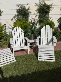 Pair Adirondack wood chair/lounge