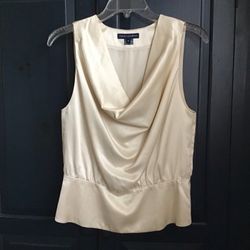 Women’s FRENCH CONNECTION Silk/cotton sleeveless cream blouse… Size 8