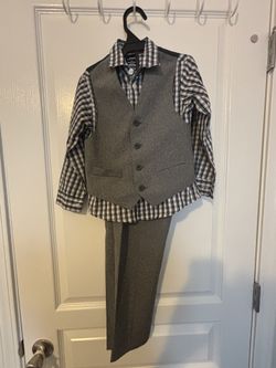 Izod Multicolor Checkered Shirt, Vest, and Pant set
