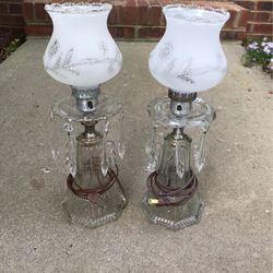 2 Nearly Identical Antique Boudoir Lamps