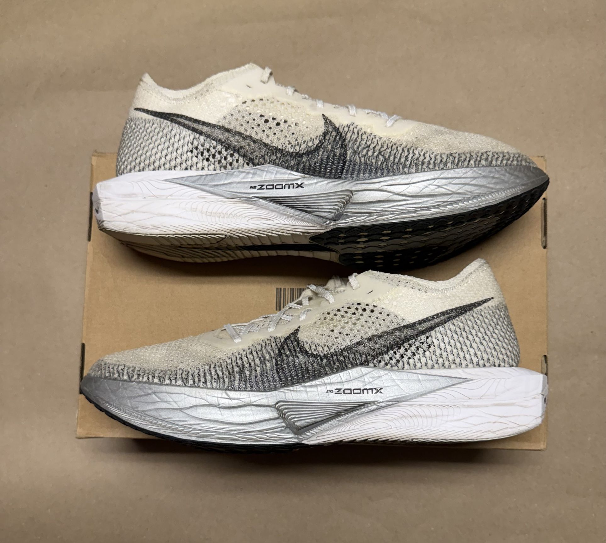 Nike Zoom X Vaporfly Next 3% White Particle Grey men’s sz 14 running shoes Rare!