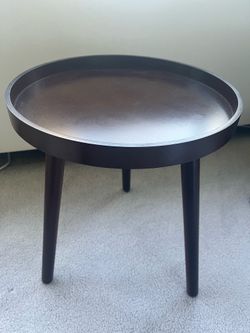 Round side table, brown tray night stand