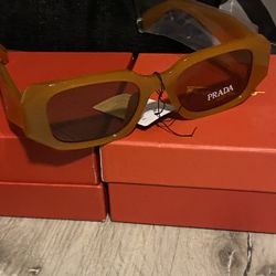 Prada Rectangular Orange Sunglasses 