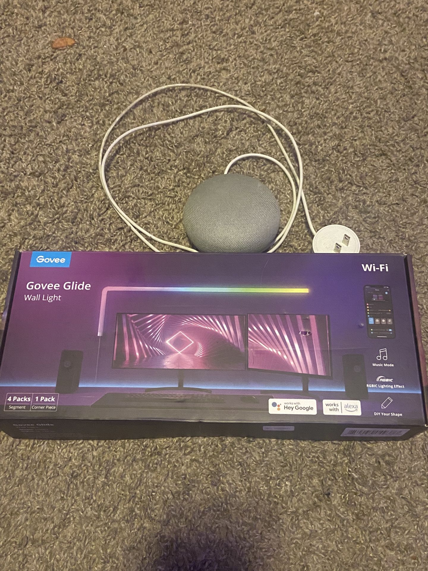 Govee Glide Wall Light 4+1 and Google Home Mini