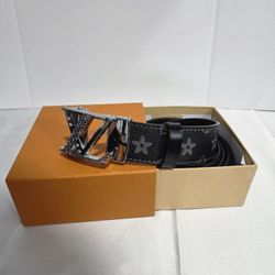 Black Adjustable Belt Silver Buckle