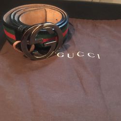 Authentic Gucci Belt / Unisex Green & Red Stripe