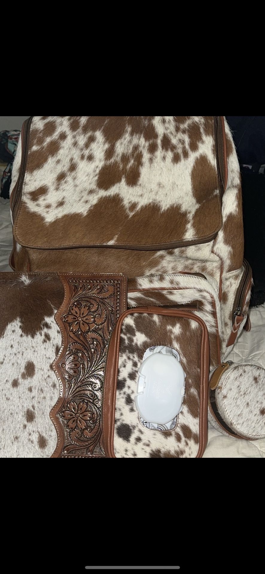 western cowhide backpack set
