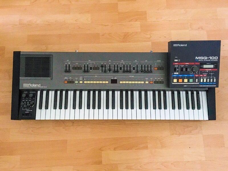 Roland HS-60 (Juno-106 w/speakers) and Roland MSQ-100 Sequencer