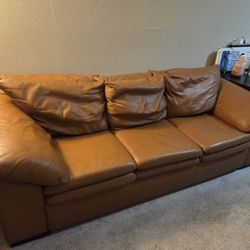 3 Seat Caramel Leather Sofa